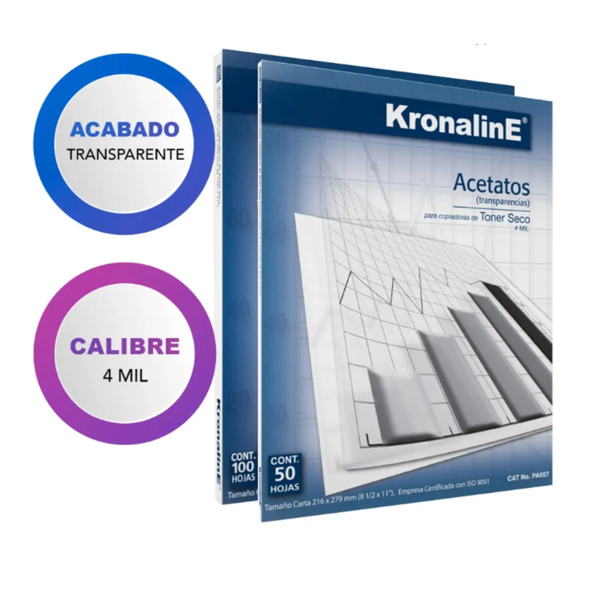 Acetato Retroproyeccion 4 mil Kronaline PA651 Oficio 50 Hojas c/u Kronaline