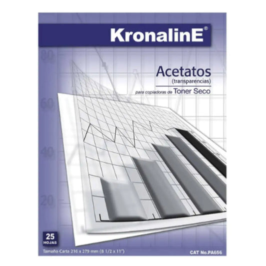 Acetato Retroproyeccion 4 mil Kronaline PA656 Carta 25 Hojas c/u Kronaline