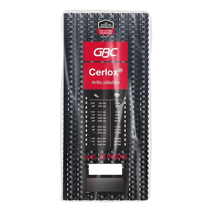 Arillo Plástico Cerlox Gbc M080610 1 Pulgada 25 Piezas-negro Negro GBC