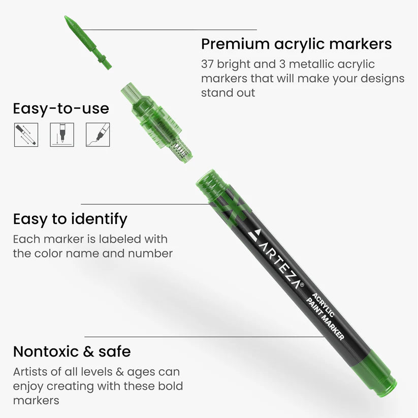 40 Rotuladores Acrilicos Barril Pequeño Arteza Brillantes