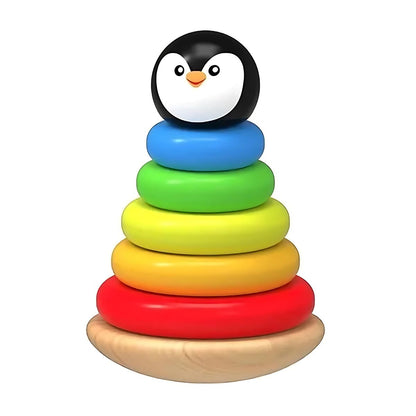 Pirámide Apilable Pingo Pingüino de Madera Ensarte Diako