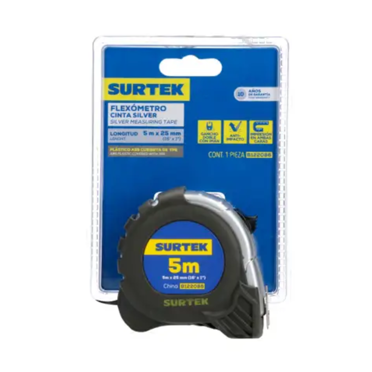 Flexómetro Surtek Carcasa Anti-impacto Silver 5m