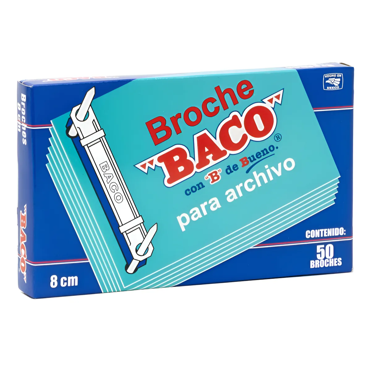 Caja 50 Piezas Broche Baco 8cm Metalico Reforzado Documentos