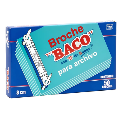 Caja 50 Piezas Broche Baco 8cm Metalico Reforzado Documentos