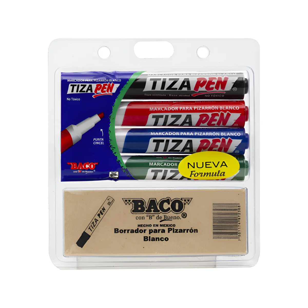 4 Marcadores Pizarron Blanco Borrador Tizapen Baco