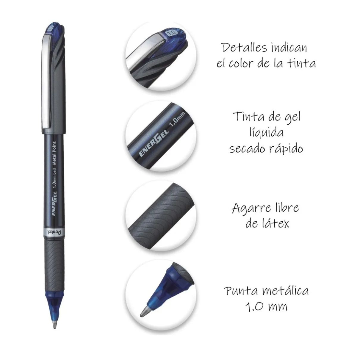 Bolígrafo Energel Pentel Bl30 Tinta Azul Gel Liquida 1mm
