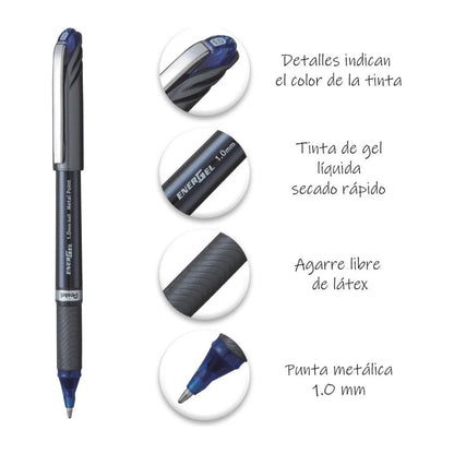 Bolígrafo Energel Pentel Bl30 Tinta Azul Gel Liquida 1mm