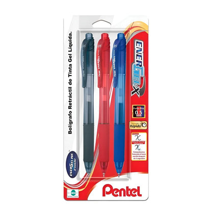 3 Boligrafos Pentel Energel X Bln105 Tinta Gel Liquida 0.5mm
