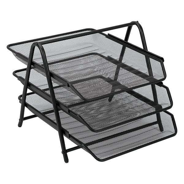 Bandeja Charola Papelera Mae 3 Niveles Escritorio Malla Negro