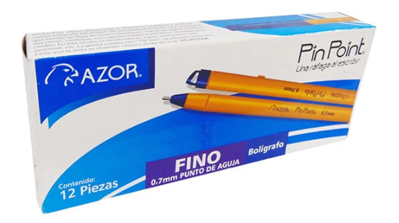 3 Cajas Bolígrafos Azor Pin Point Punta Aguja 0.7mm 12 Piezas