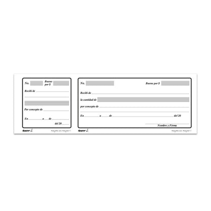 5 Blocks Recibo Dinero Largo Con Talon Rayter 100 Hojas