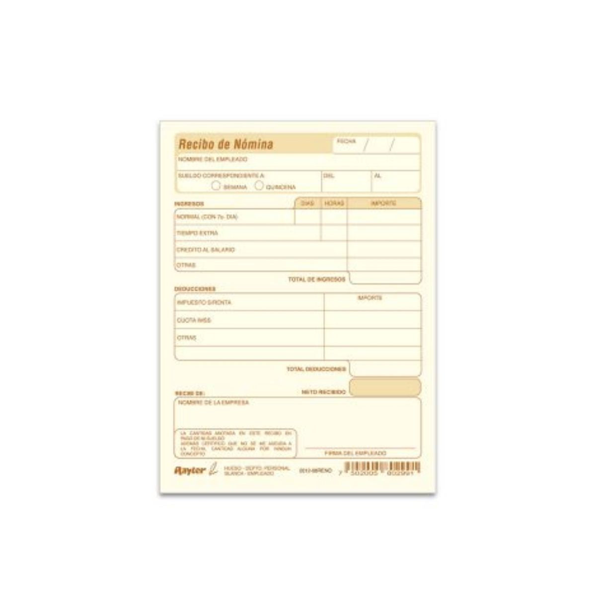 3 Blocks Recibo Nomina Rayter 25 Juegos C/u 1/4 Carta