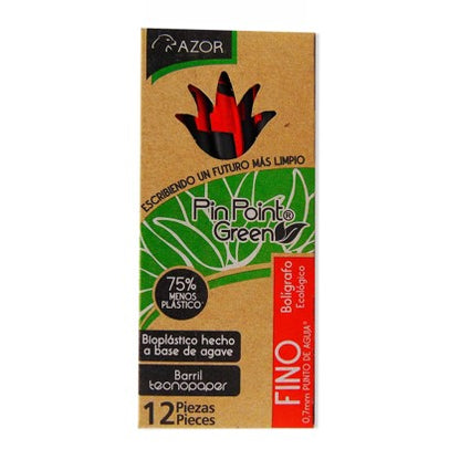 Bolígrafos Plumas Azor Pin Point Ecológico Fino 0.7mm 12 Piezas Elige Color