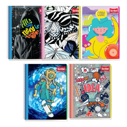 Cuaderno Profesional Scribe Espiral Cuadro Grande 100h Diseños