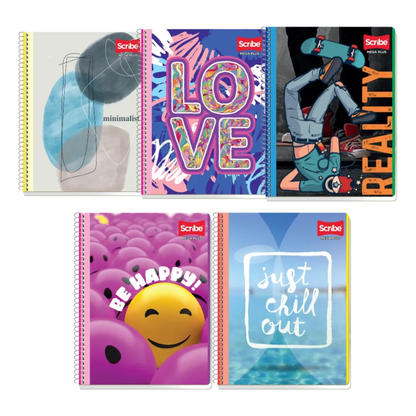 Cuaderno Profesional Scribe Espiral Cuadro Grande 100h Diseños