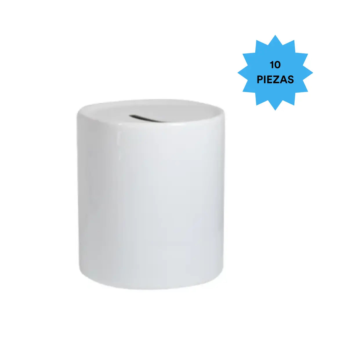 10 Pz Vaso Ceramica 11 oz Blanco Estilo Alcancia Color Make