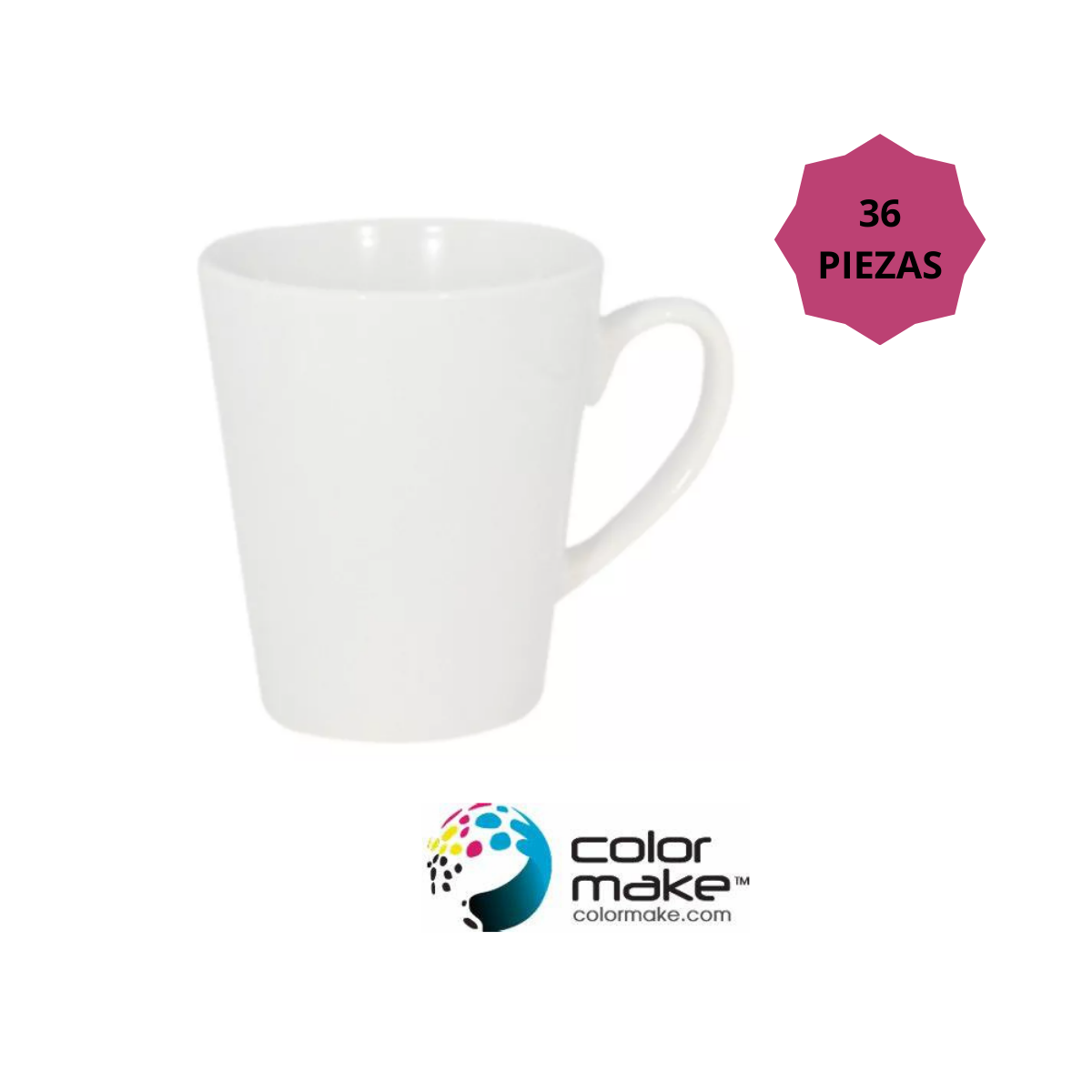 36 Pz Taza Conica Blanca 12 Oz Color Make Sublimacion