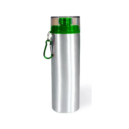 Botella de aluminio 750ml. Plata con tapa de rosca verde Color Make - Color Make - vista lateral