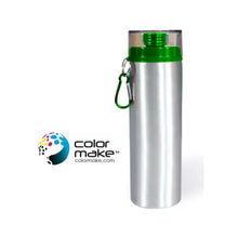 Botella de aluminio 750ml. Plata con tapa de rosca verde Color Make - Color Make
