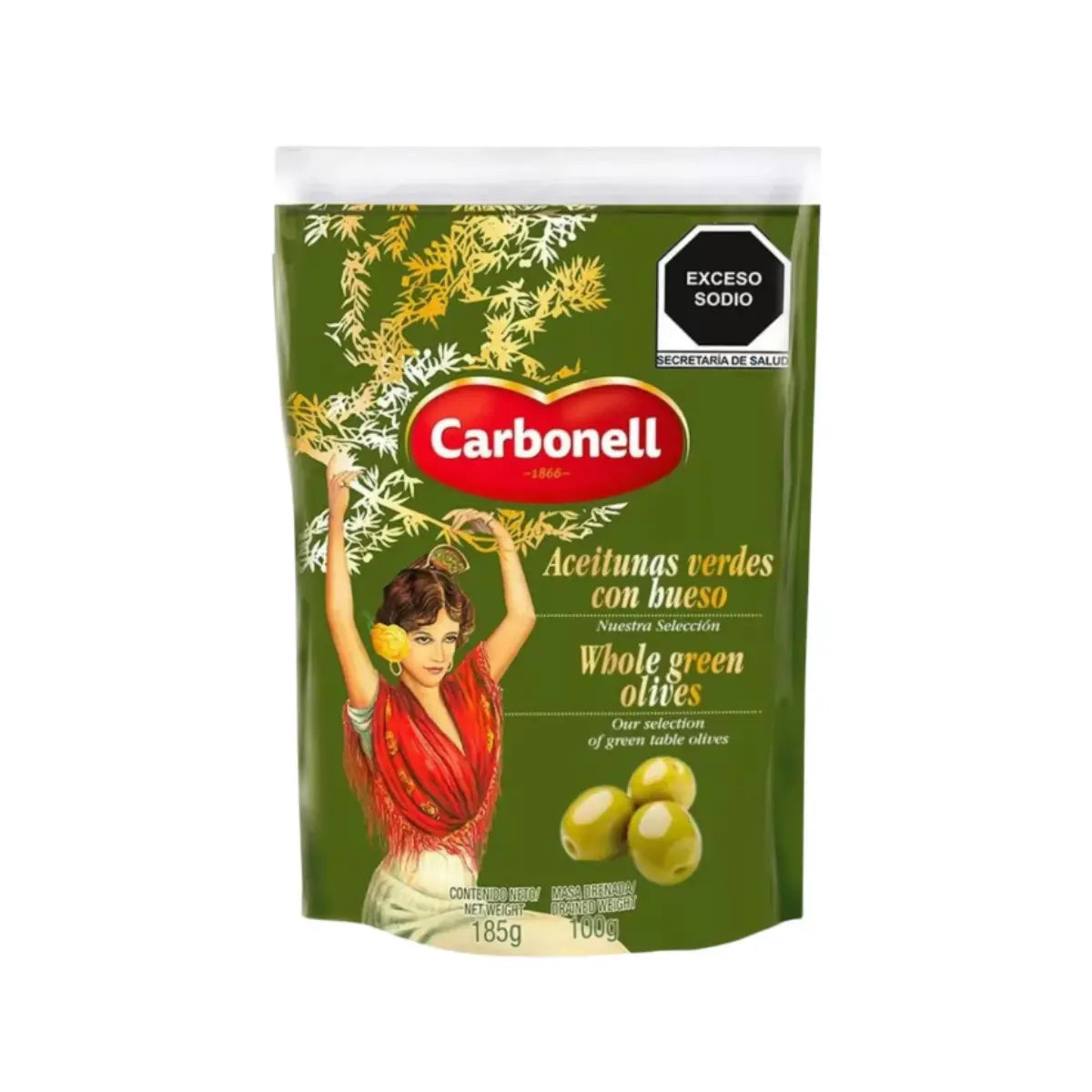 Aceitunas Verdes Con Hueso Carbonell Bolsa 185 Gr Orgánico - Deoleo