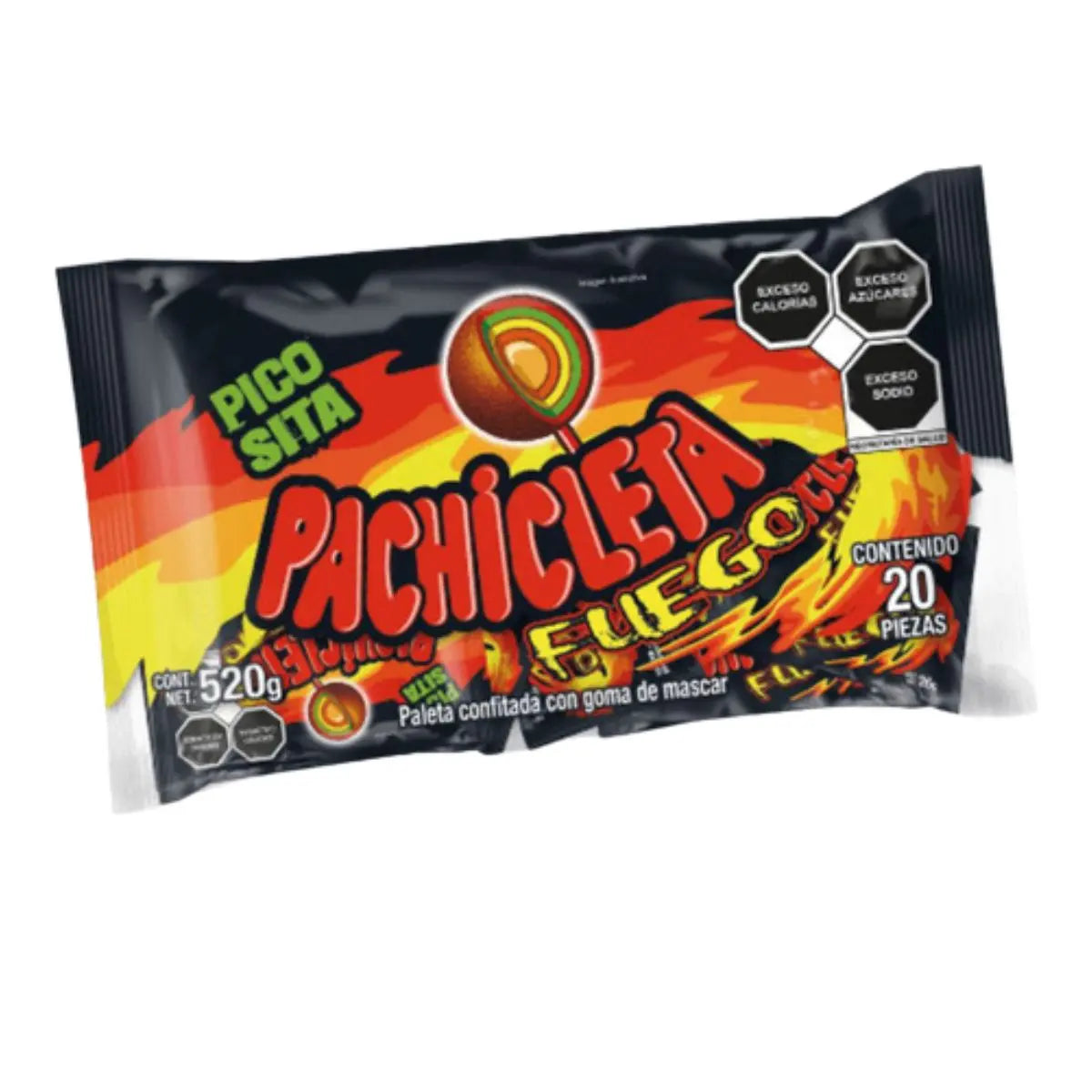 20 Paletas Dulce Pachicleta Fuego Cuanda 26 Gr C/u - Pachicleta - vista lateral