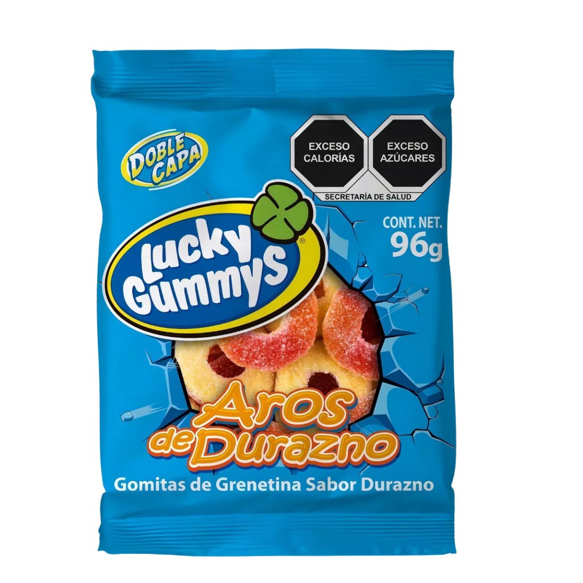 Gomitas Forma De Aros Sabor Durazno Lucky Gummys 96gr