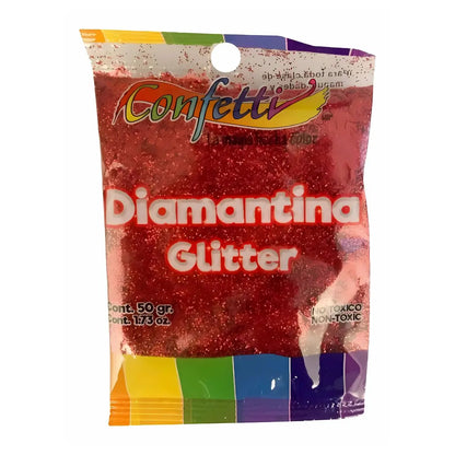 DIAMANTINA FINA C15 / C40 ULTRABRILLANTE BOLSA DE 1KG ROJO - Confetti - empaque