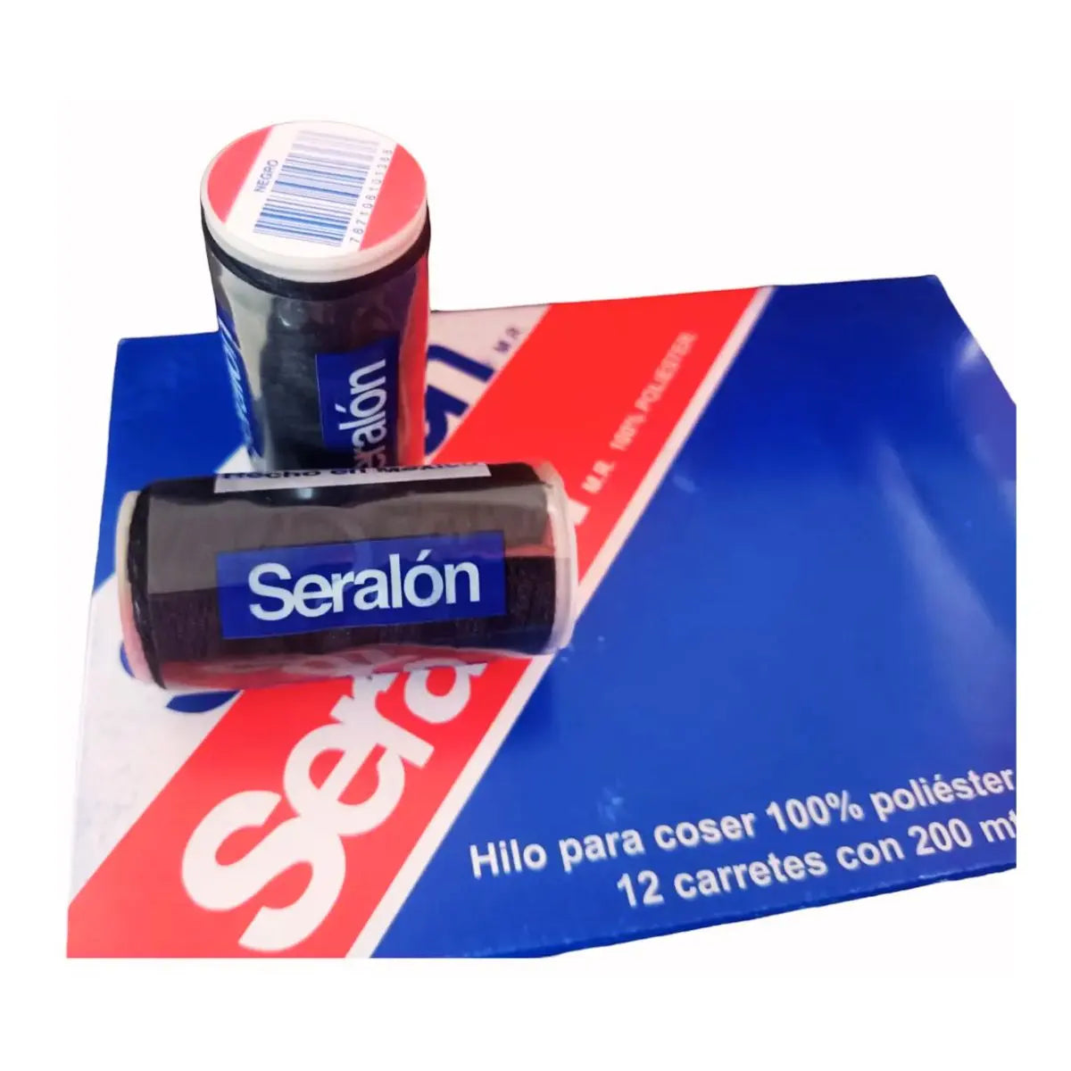 HILO DE COSTURA CARRETE CON 200 METROS DE 3 CABOS. CAJA C/ 12 PZAS NEGRO - Seralon - detalle