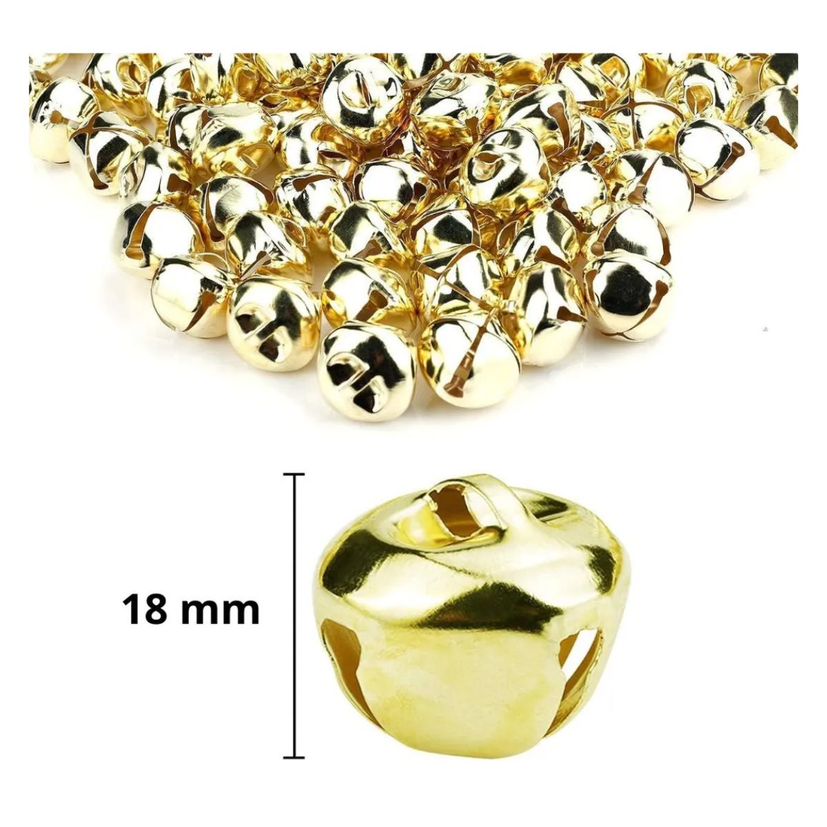 100 Cascabeles 18mm Confetti No.18 Dorados Manualidad
