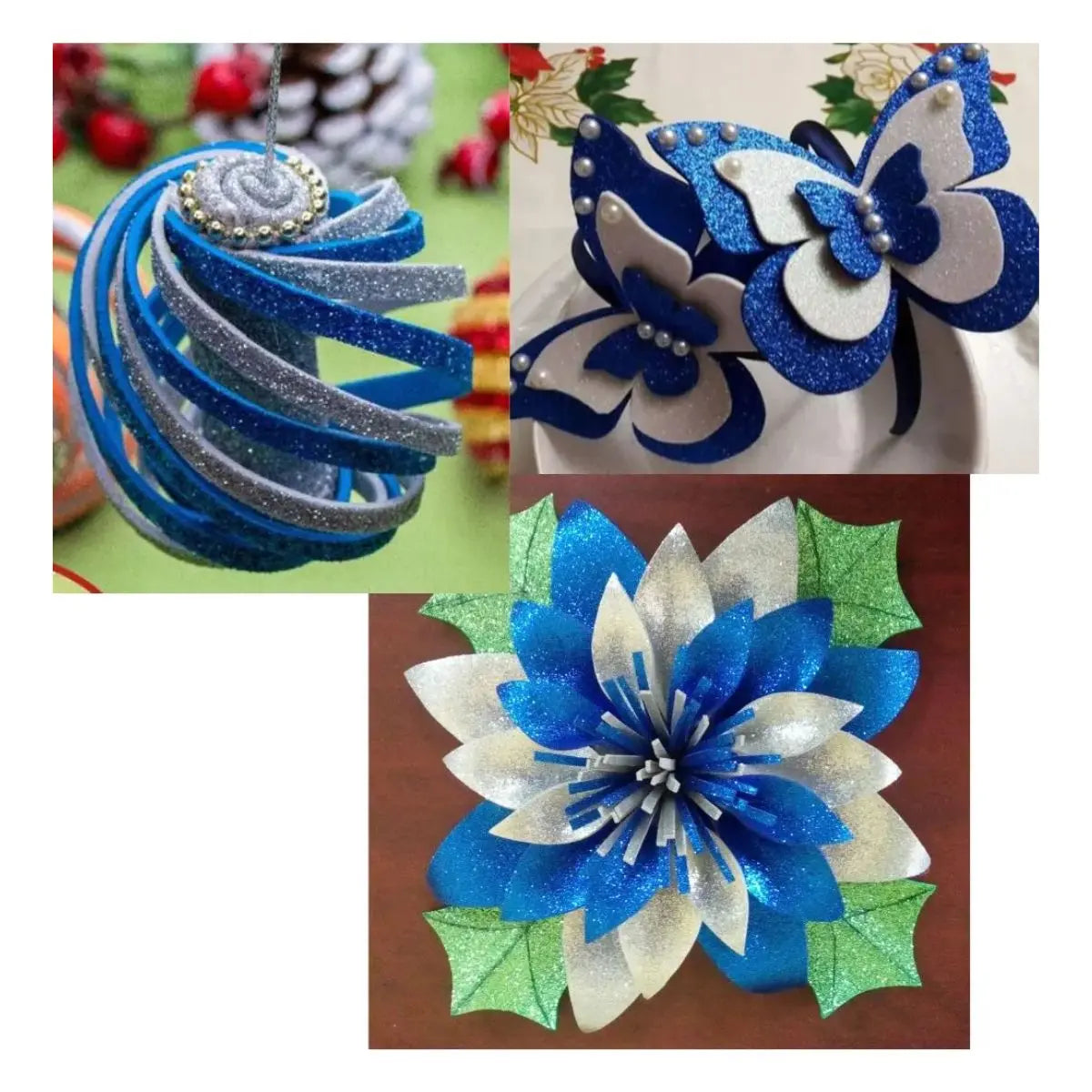 10 Hojas Foamy Diamantado Confetti Carta Color A Color Azul Rey Confetti