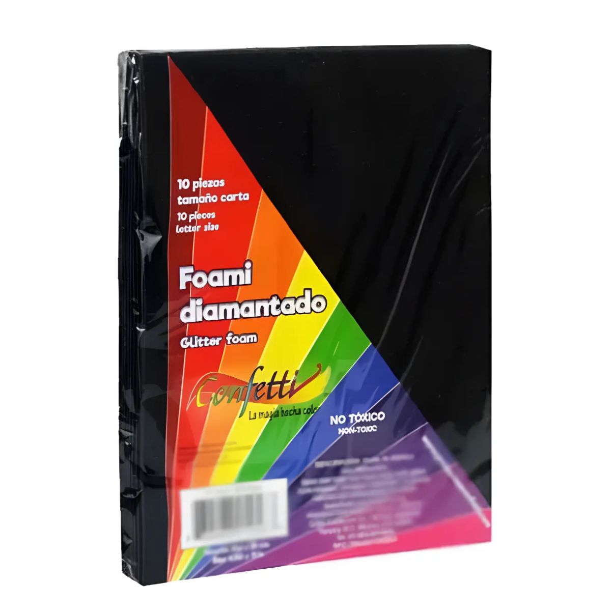 10 Hojas Foamy Diamantado Confetti Carta A Color Negro