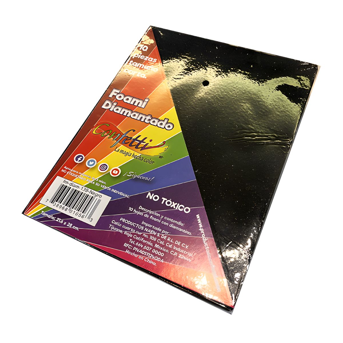 10 Hojas Foamy Diamantado Confetti Carta A Color Negro