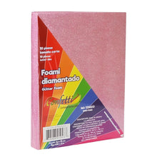 10 Hojas Foamy Diamantado Confetti Color Rosa Foami Carta