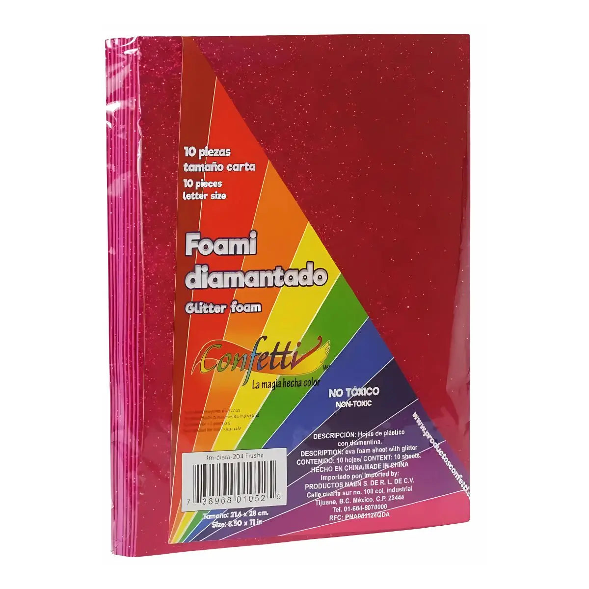 FOAMI DIAMANTADO TAMAÑO CARTA CONFETTI PQT C/10 PZAS Rojo - Confetti