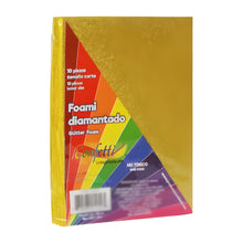 10 Hojas Foamy Diamantado Confetti Carta Color A Color Dorado