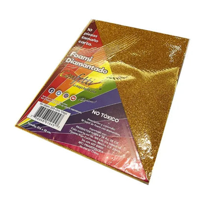 10 Hojas Foamy Diamantado Confetti Carta Color A Color Dorado