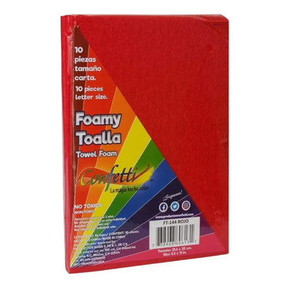 10 Hojas Foamy Textura Toalla Confetti Carta Color Rojo Confetti