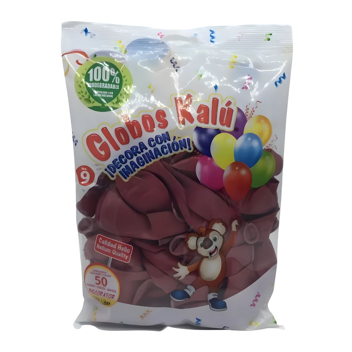 50 Globos Latex Rojo Cereza No. 9 Kalu Biodegradables