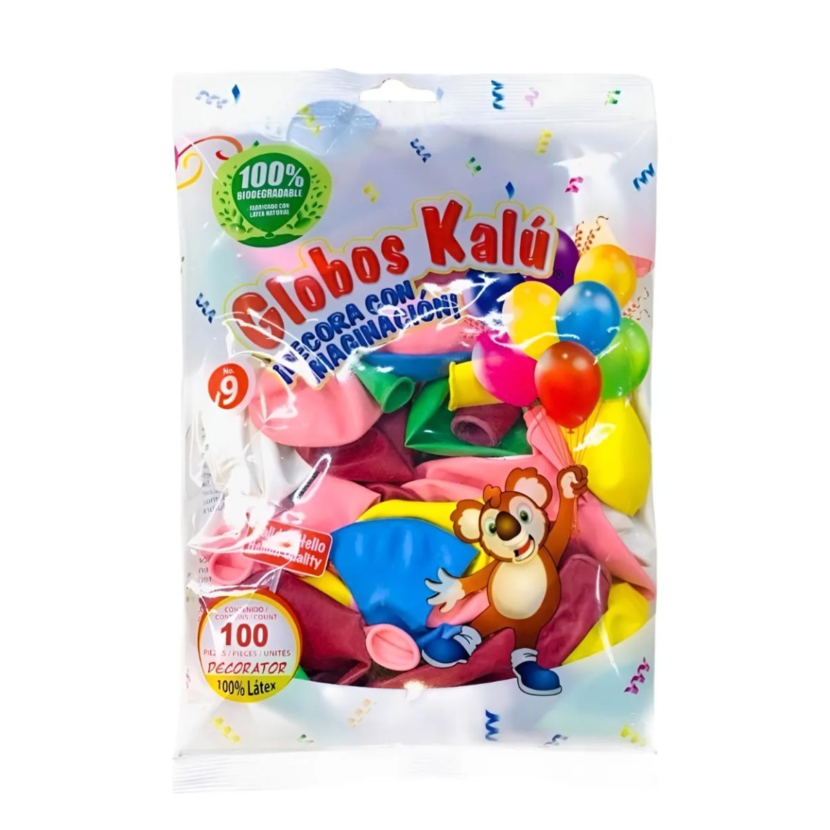 50 Globos No.9 Latex Kalu Colores Surtidos Biodegradables