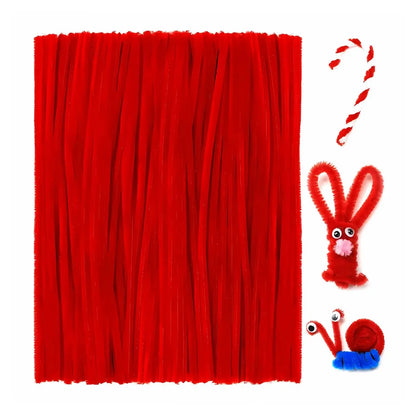 100 Limpiapipas Terciopelo Confetti Colores A Elegir Rojo - Confetti - vista lateral
