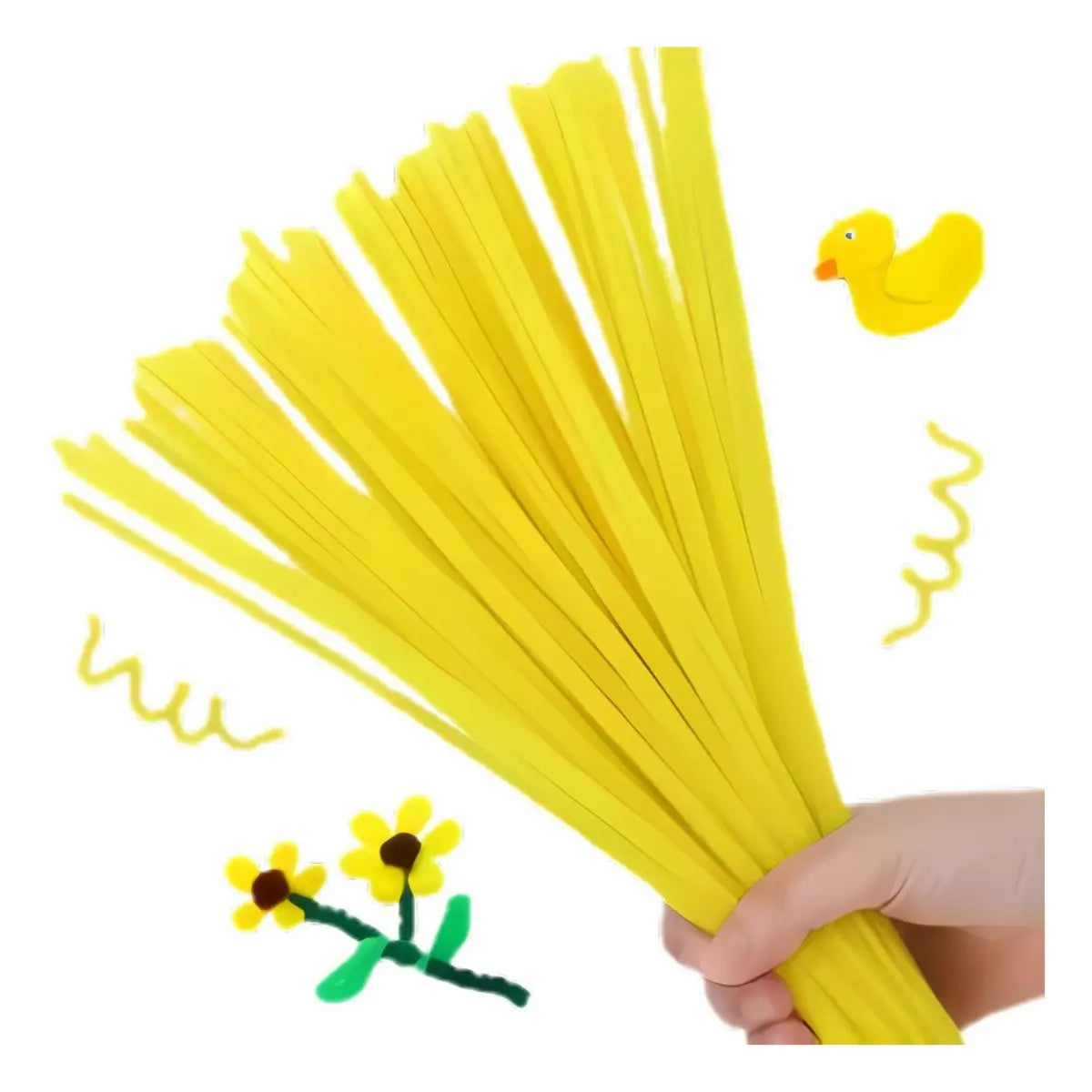 100 Limpiapipas Terciopelo Confetti Colores A Elegir Amarillo - Confetti - vista lateral