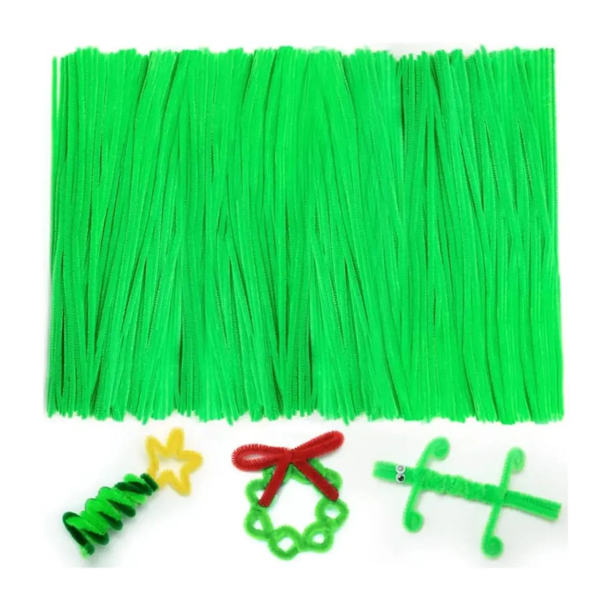100 Limpiapipas Terciopelo Confetti Colores A Elegir Verde Fluorescente - Confetti - empaque