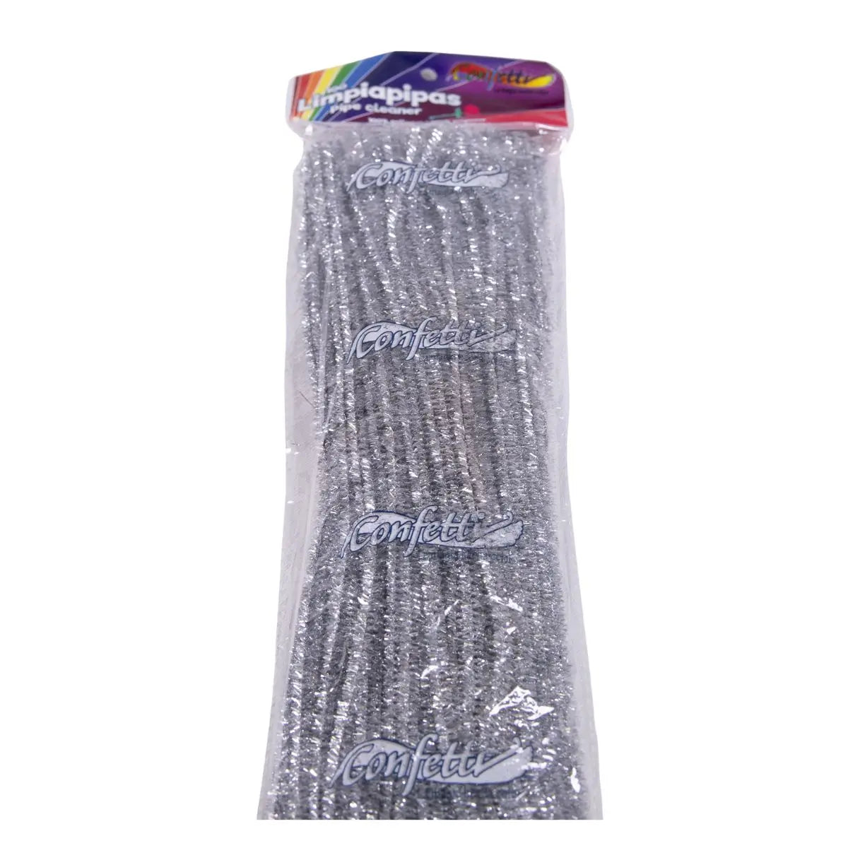 LIMPIA PIPAS METÁLICO CONFETTI PQT C/ 100 PZAS PLATA - Confetti - vista trasera