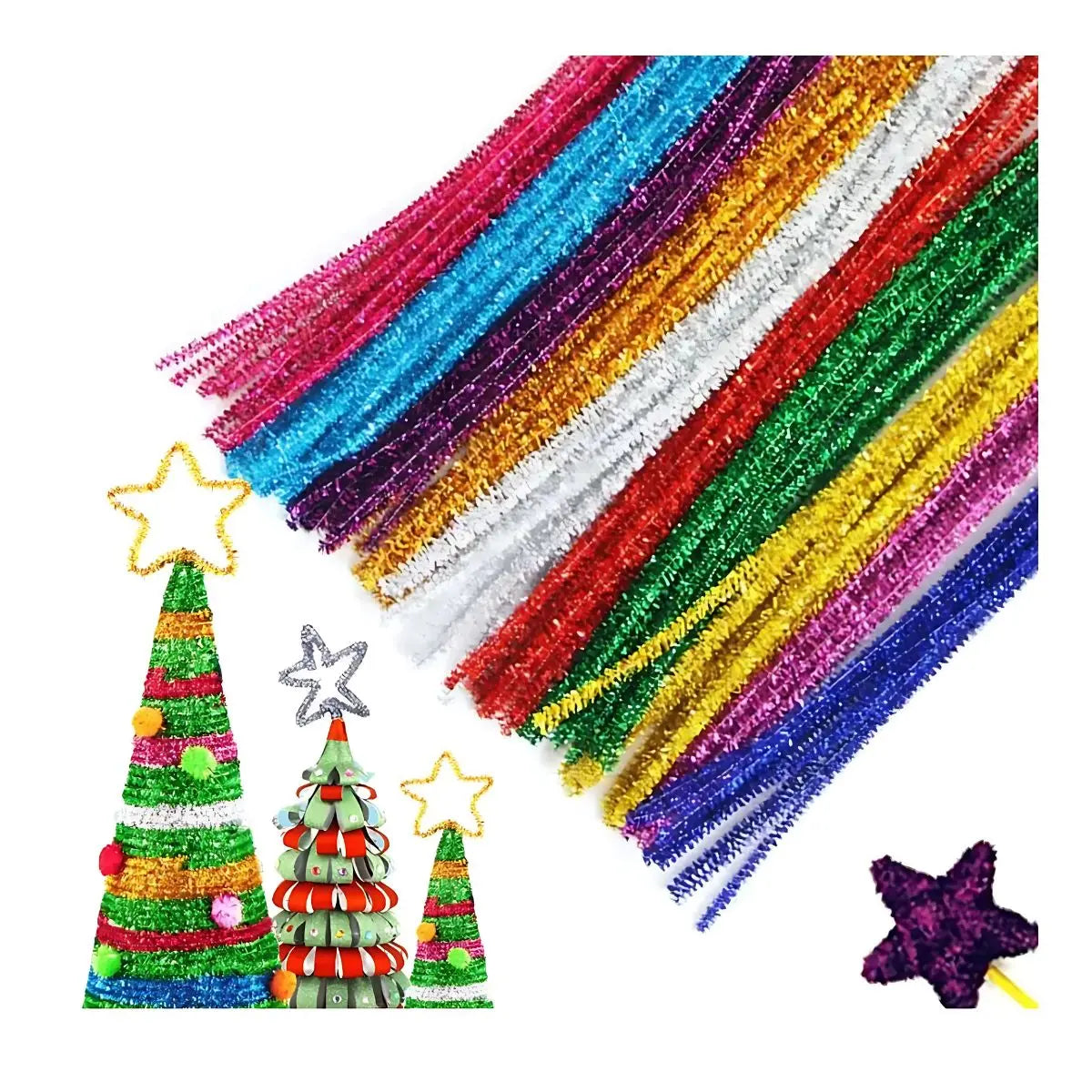 LIMPIA PIPAS DE TERCIOPELO CONFETTI COLORES MIXTOS METALICOS PQT C/ 100 PZAS} - Confetti - empaque
