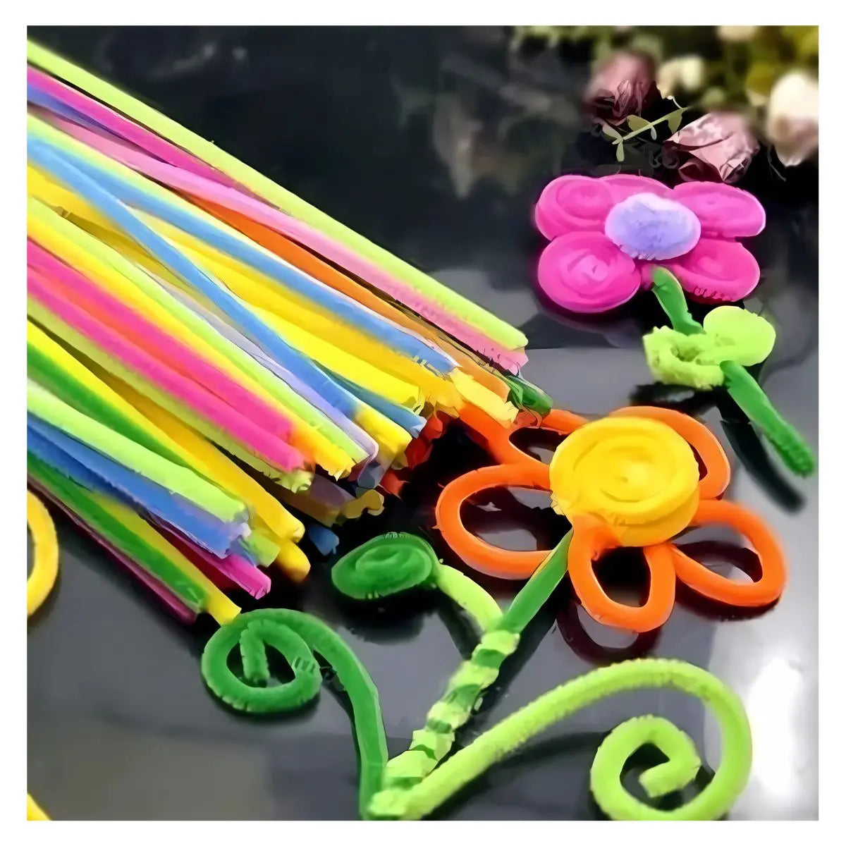 LIMPIA PIPAS DE TERCIOPELO CONFETTI COLORES MIXTOS PASTELES PQT C/ 100 PZAS - Confetti - detalle