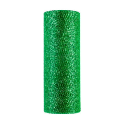Rollo Tul Diamantado 15cm X 9.14 Mts Confetti Color A Color Verde