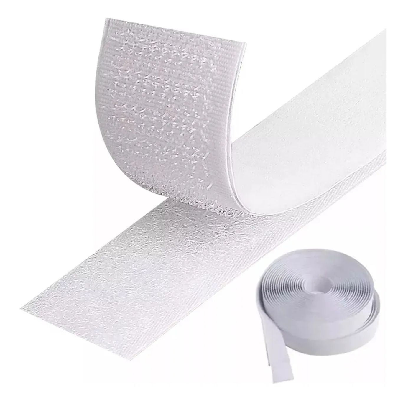 Cinta Contactel Gancho Felpa Confetti 20mm X 25 Metros Color Blanco