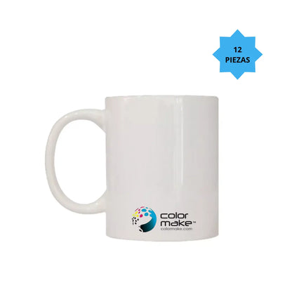 12 Pz Taza Blanca 11oz Sublimar Sublimacion Aaa Blanco Color Make - Color Make - vista trasera