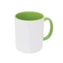 Taza Blanca Interior Verde Limón 11oz Sublimación Color Make - ColorMake - vista lateral