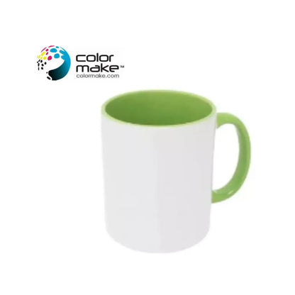 Taza Blanca Interior Verde Limón 11oz Sublimación Color Make